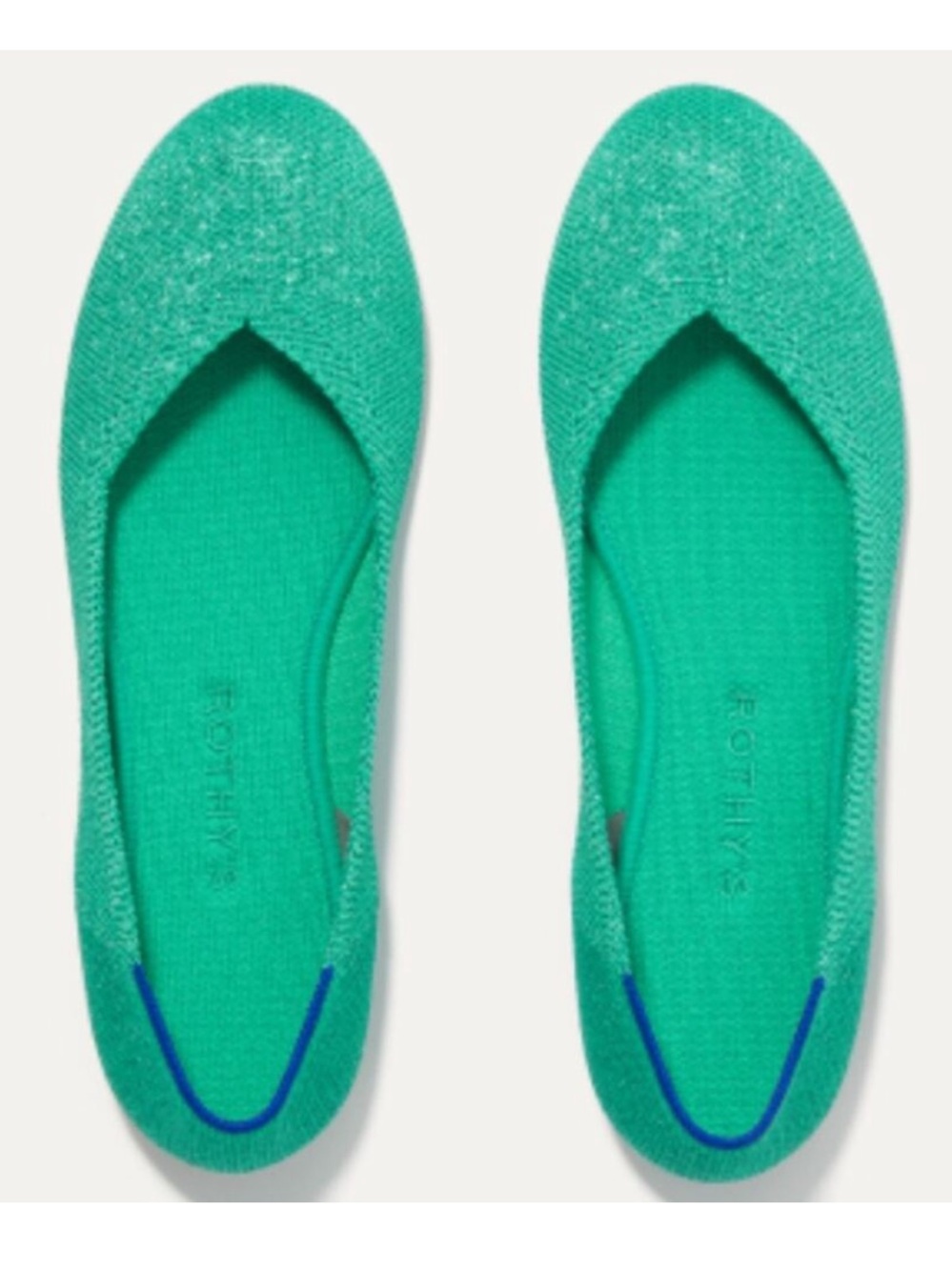 💖SPOTLIGHT💖NWOT Limited Edition Rothy's Green Teal Mojito Metallic Ballet Flats